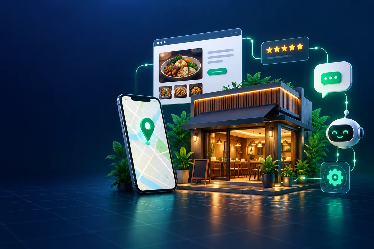 Ilustrasi pengelolaan kehadiran digital restoran