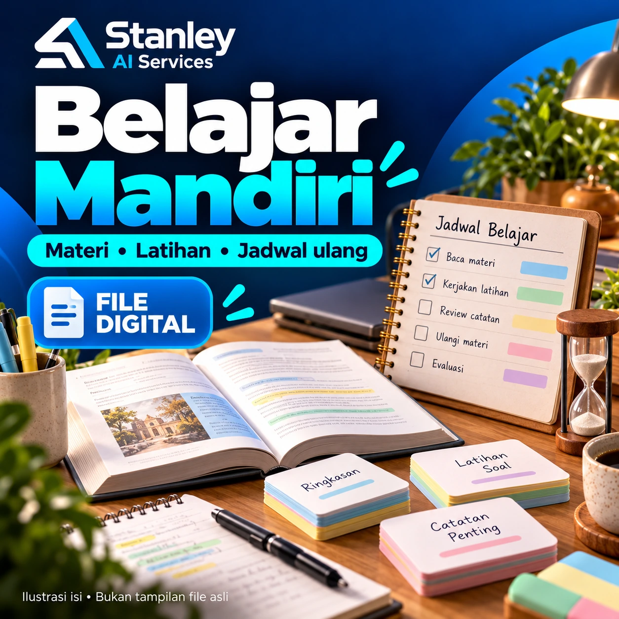 Cover Belajar Mandiri — Materi, Latihan & Jadwal Ulang