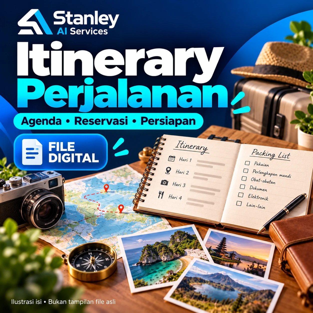 Cover Itinerary Perjalanan — Agenda, Reservasi & Persiapan