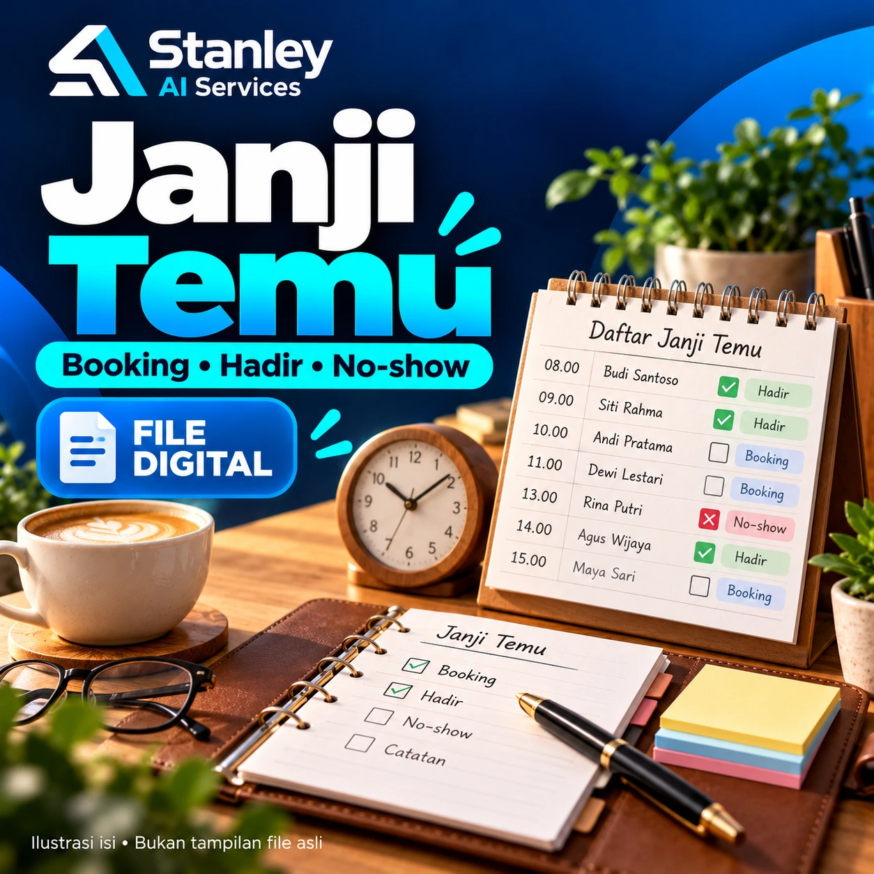 Cover Janji Temu — Booking, Kehadiran & No-show
