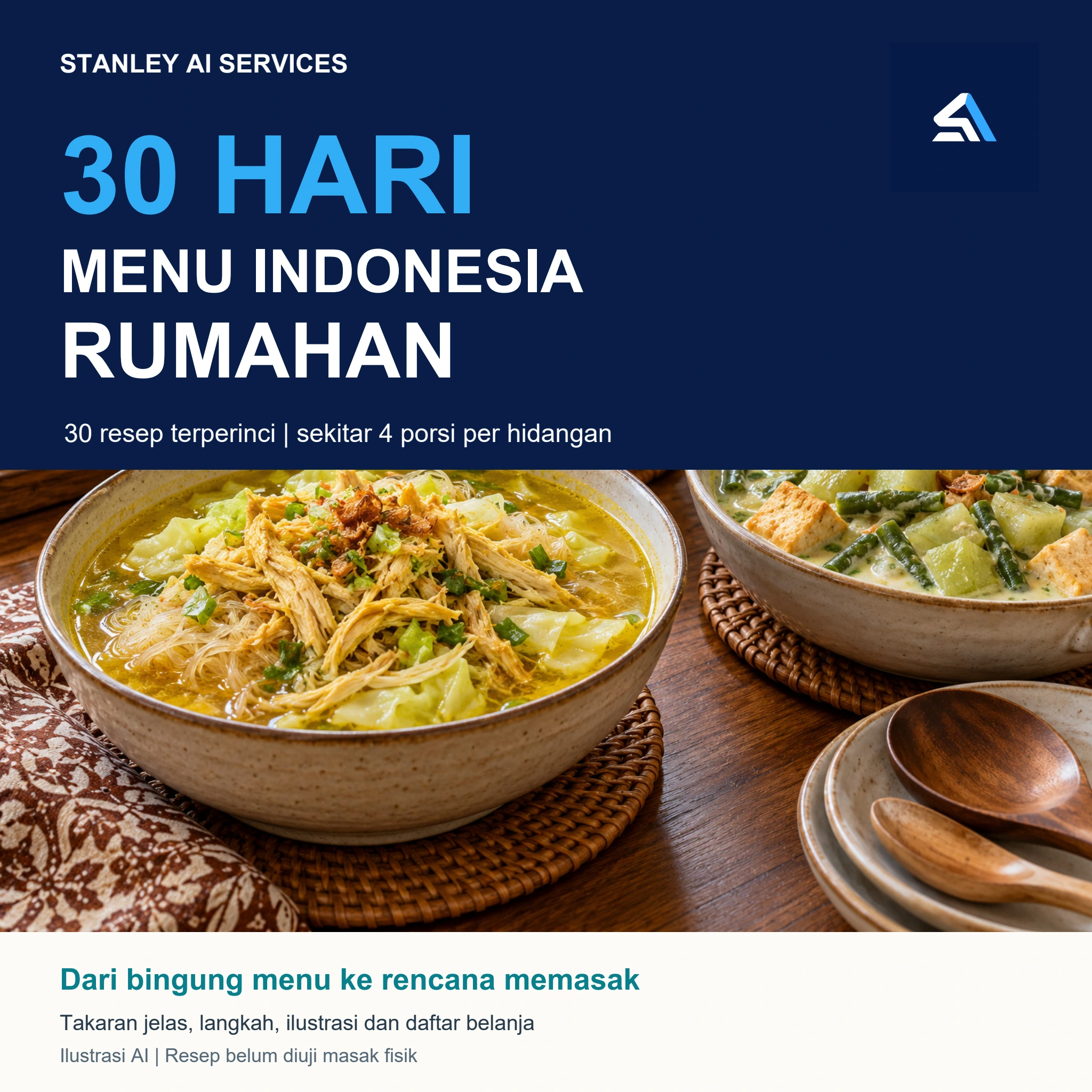 Cover 30 Hari Menu Indonesia Rumahan - 30 Resep Bergambar