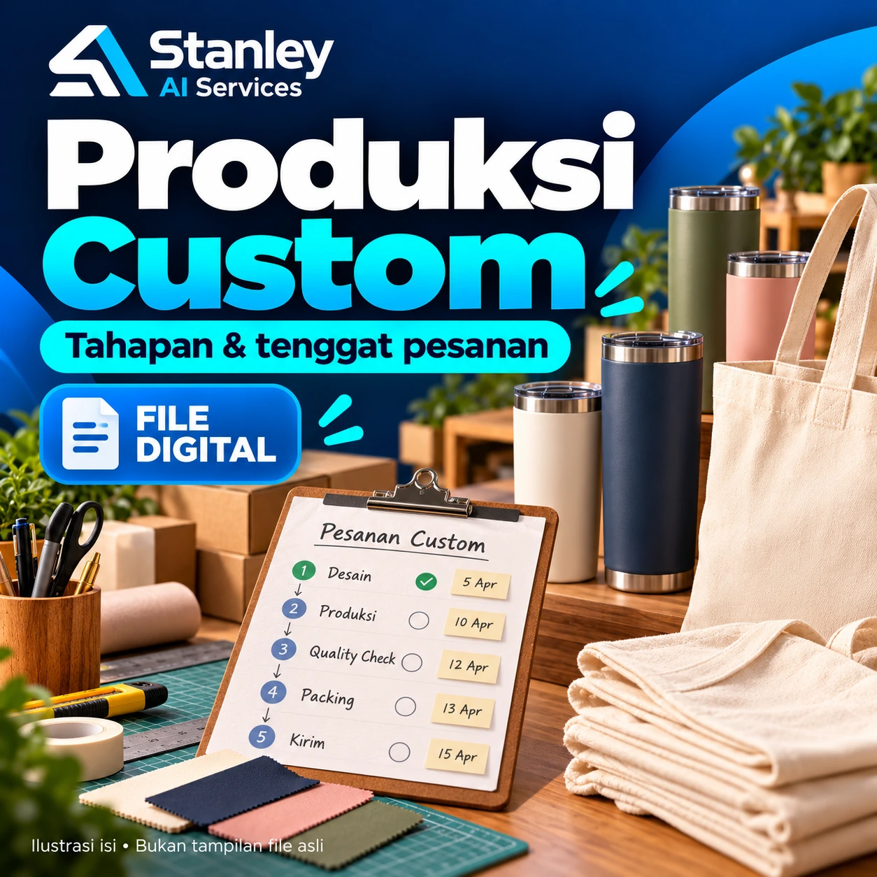 Cover Produksi Pesanan Custom — Tahapan & Tenggat
