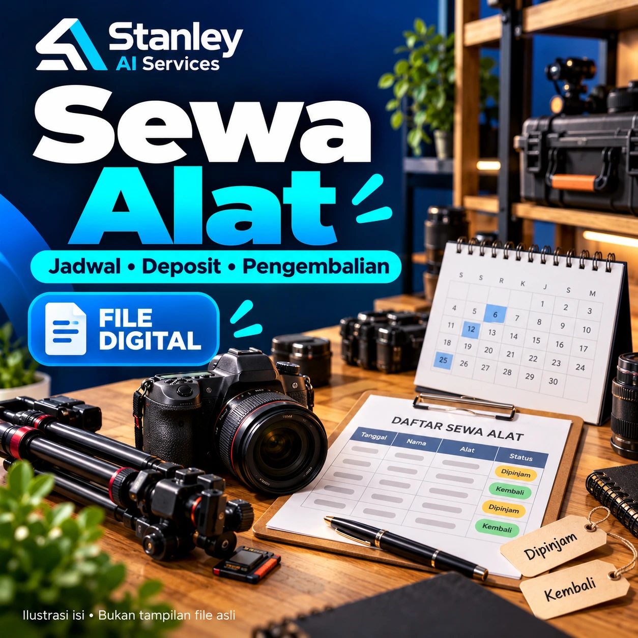 Cover Sewa Alat — Jadwal, Deposit & Pengembalian
