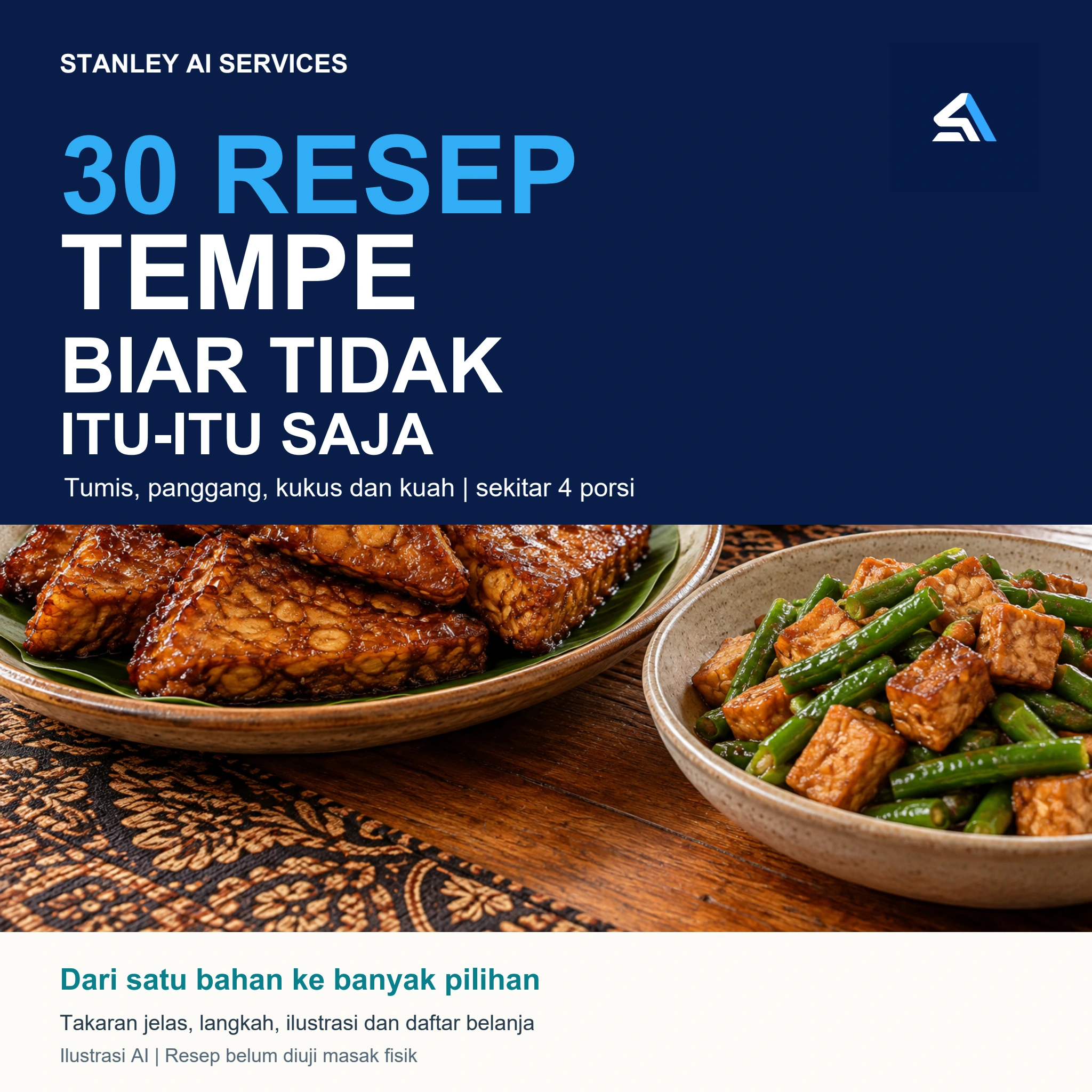 Cover 30 Resep Tempe Biar Tidak Itu-Itu Saja